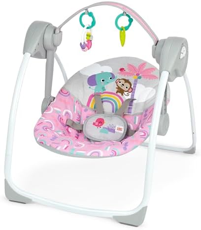 Pink Paradise Portable Compact Automatic Baby Swing with Music
